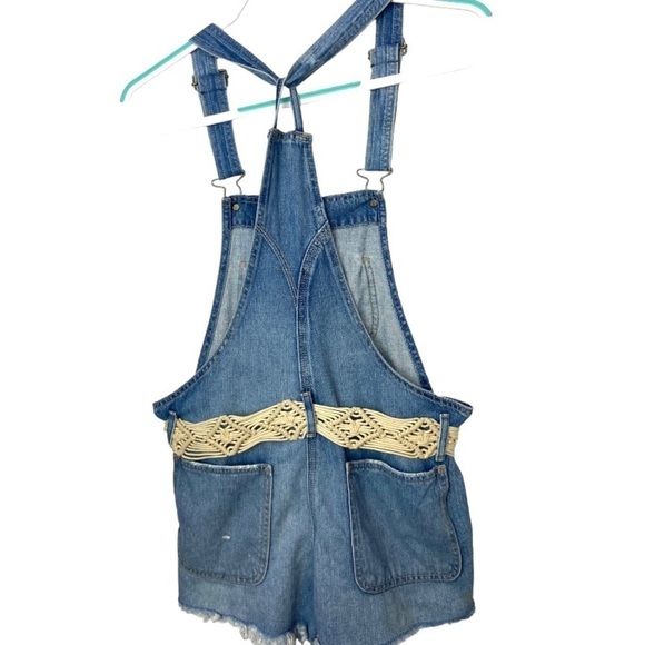 Abercrombie & Fitch Denim 100% Cotton Short Overalls Shortalls w Belt XS - Picture 2 of 9